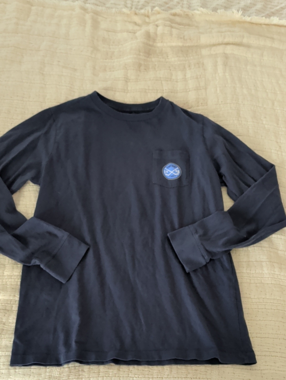 Boy's Long-Sleeve Pocket Tee in Navy